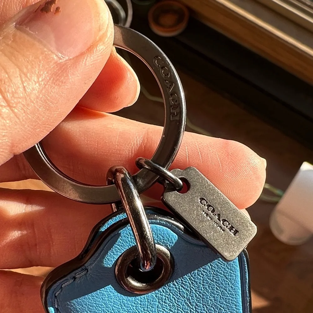 NWOT Coach Blue Leather Key Holder with Bottle Opener
